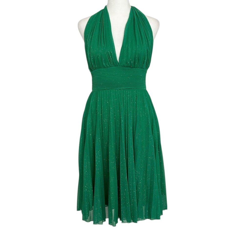 Vintage Carolina USA Y2K Halter Pleated Sparkly Marilyn‎ Monroe Fairy Dress (M)